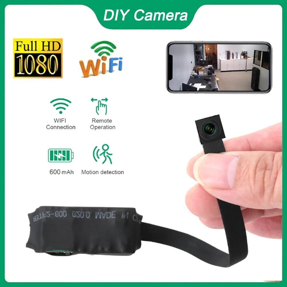 DIY HD 1080P WiFi Mini Camera -Loop Recording ,Motion Detection Support Phone App P2P Camera Built in Microphone for iOS Android