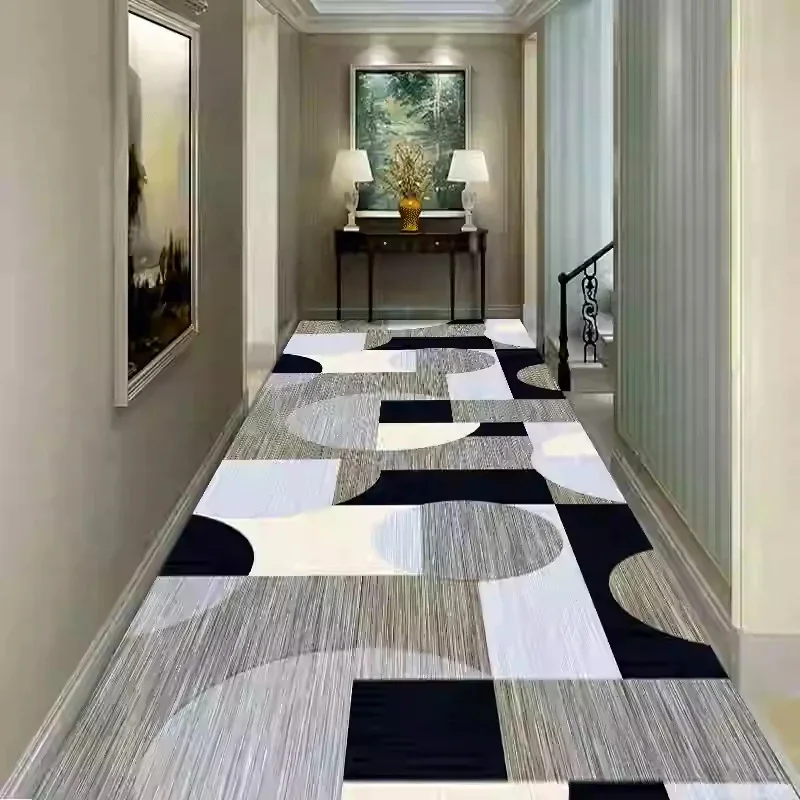 VIKAMA Modern Geometric Carpet Non-Slip Wear Corridor Living Room Entrance Suitable For Light Luxury Minimalist Style Decoration