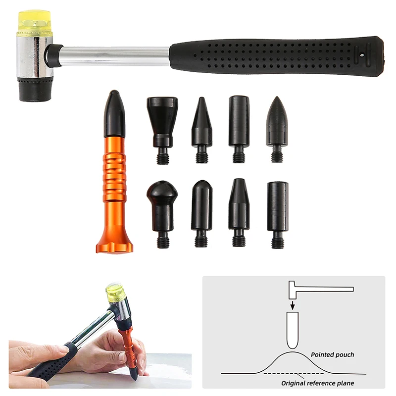 Car Dent Hammer Repair Dings Paintless Dent Repair Tap Down Pen Hail Dent Removal Tool Kit Car Body Flattening Pen
