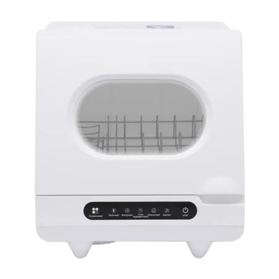 1200W Countertop Dishwasher with 5L Built-In Water Tank Mini Dish Washer with 5 Washing Programs and 360 Dual SprayTank Leak Pr