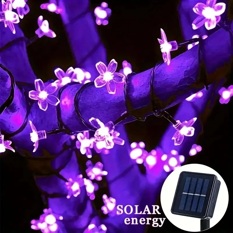 Outdoor Solar Led String Lights Cherry Flowers Light Strings 8 Lighting Modes Solar Lamp for Camping Wedding Christmas Decor