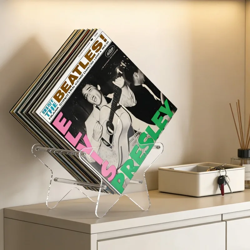 Acrylic Star Vinyl Record Rack Albums Clear Book Display Stand CD Record Shelf Tape Information Fileholder Desk Organizer Decor