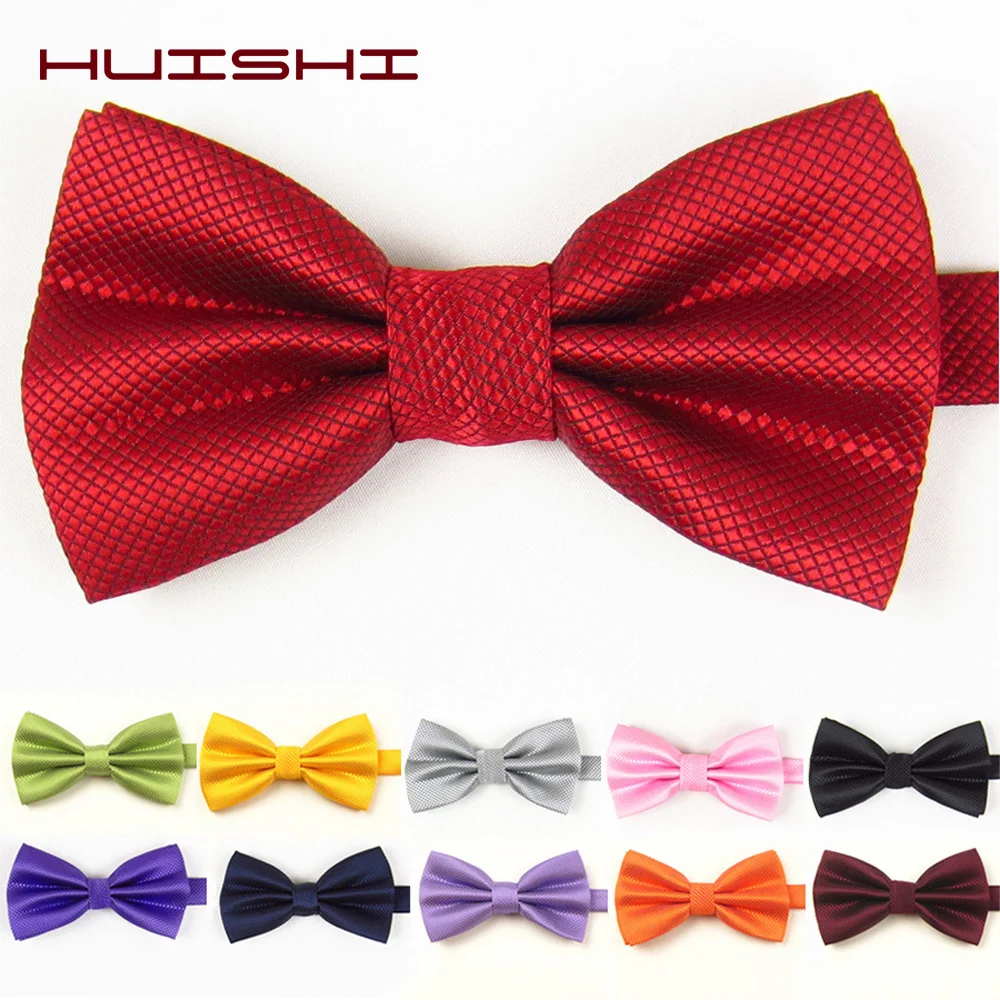 Solid Bowtie Mans Tie Solid Fashion Check Bowties Wedding Banquet Black Gold Red Green Pink Black White Classic Bow Ties For Men