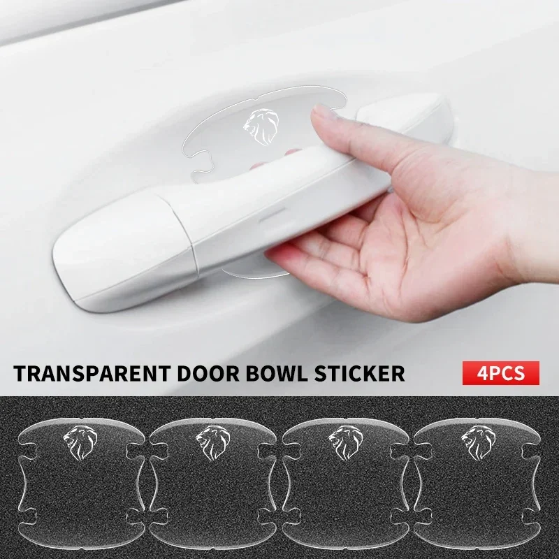 4pc Car Door Bowl Handle Protector Stickers Transparent Anti-scratch Film For Peugeot 206 307 308 3008 207 208 407 508 2008 5008