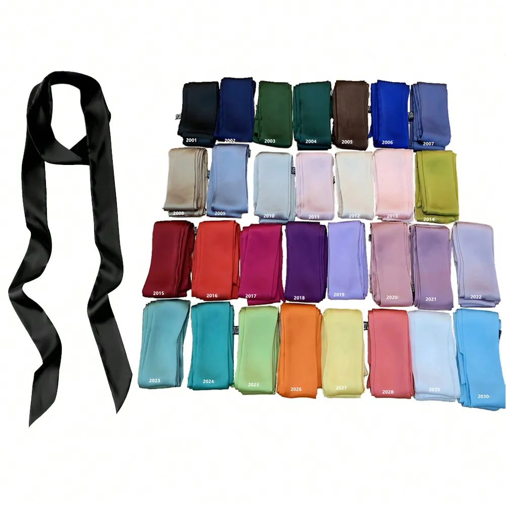 200*5cm Satin Silk Narrow Scarf Neckerchief Solid Neck Scarves Long Silk Thin Scarf Head Neck Hair Band Bag Ribbon Headbands DIY