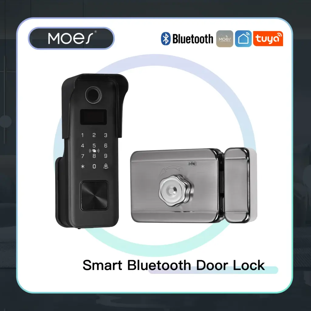 MOES Tuya Bluetooth Smart Fingerprint Door Lock Password IPX4 Waterproof App Remote Control Unlock Key IC Card Entry Apartment