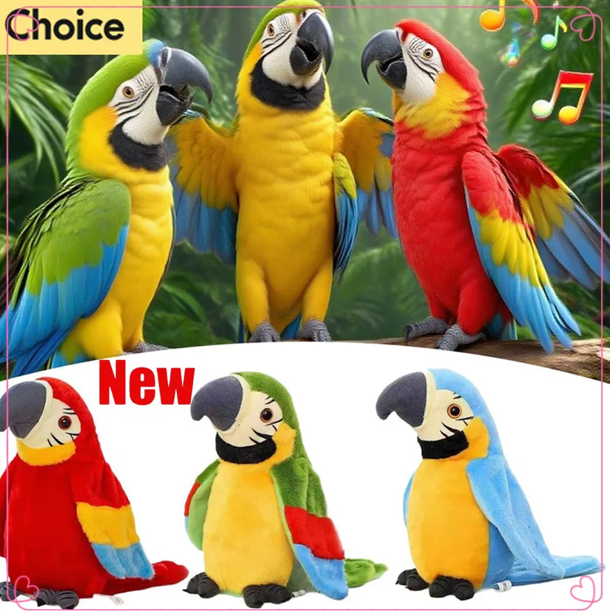 Talking Macaw Parrot Repeat What You Say Stuffed Animal Plush Toy Electronic Record Animated Bird Speaking Parrot Pet Plush Toys