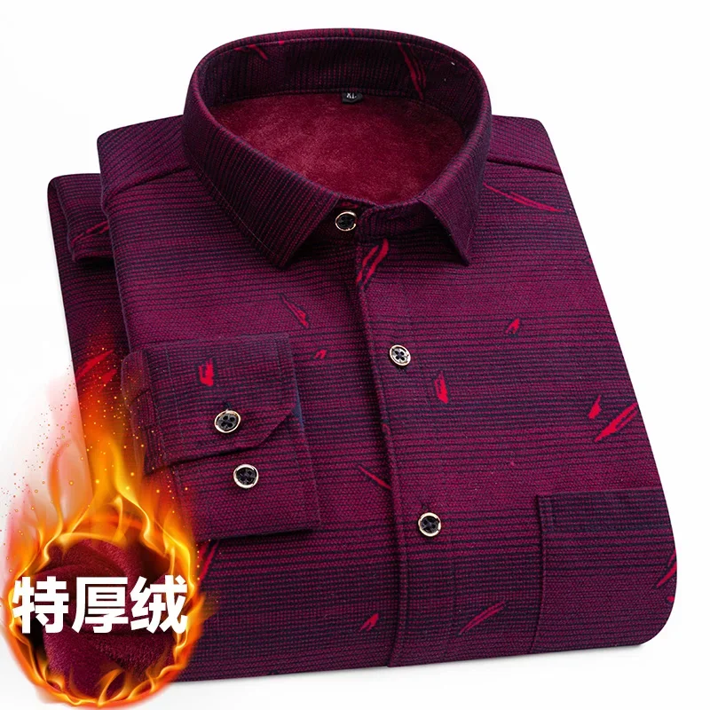 Plaid Shirts For Men Cotton Flannel Warm Winter Long Sleeve Button Plus Size Business Dress Smart Shirt Casual Easy Care Clothes