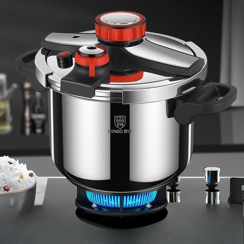 316 Stainless Steel Pressure Cooker Thickened Kitchen Straight Cylindrical Frying Pan Household Explosion-proof Pressure Cooker