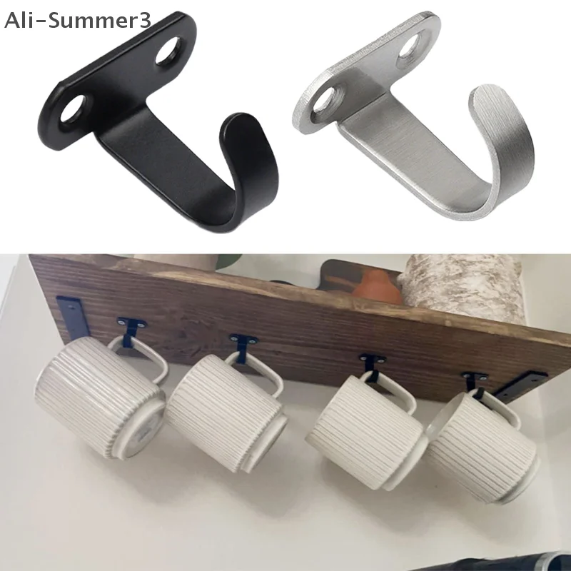 5Pcs Stainless Steel Screw Mounted Ceiling Hooks, Under-Shelf Towel, Heavy Duty Hanger For Bathroom Cabinet Garage