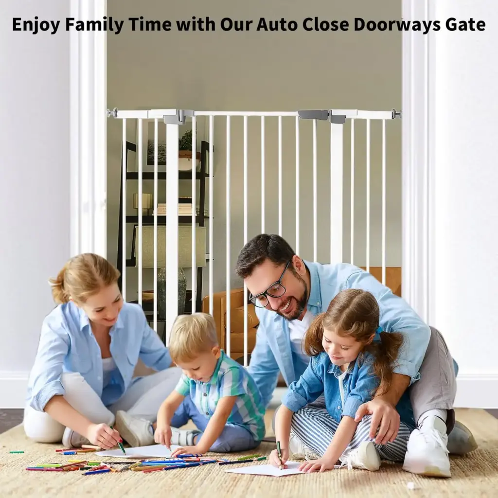 Baby Gate for Stairs 30"-60" Gates for Doorways & Hallways, Safety Gate for Kids & Pets, Pressure-Mounted Walk-Through with Dual