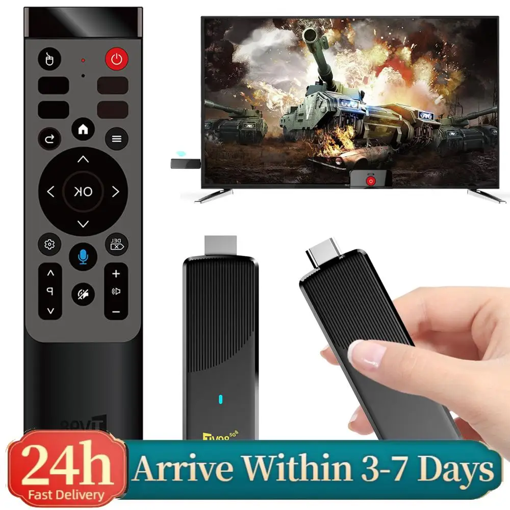 Android 14 Home Video Player Quad Core ARM Cortex-A53 Set Top Box 2.4G&5G Dual WiFi TV Stick for HD Movies Internet Applications