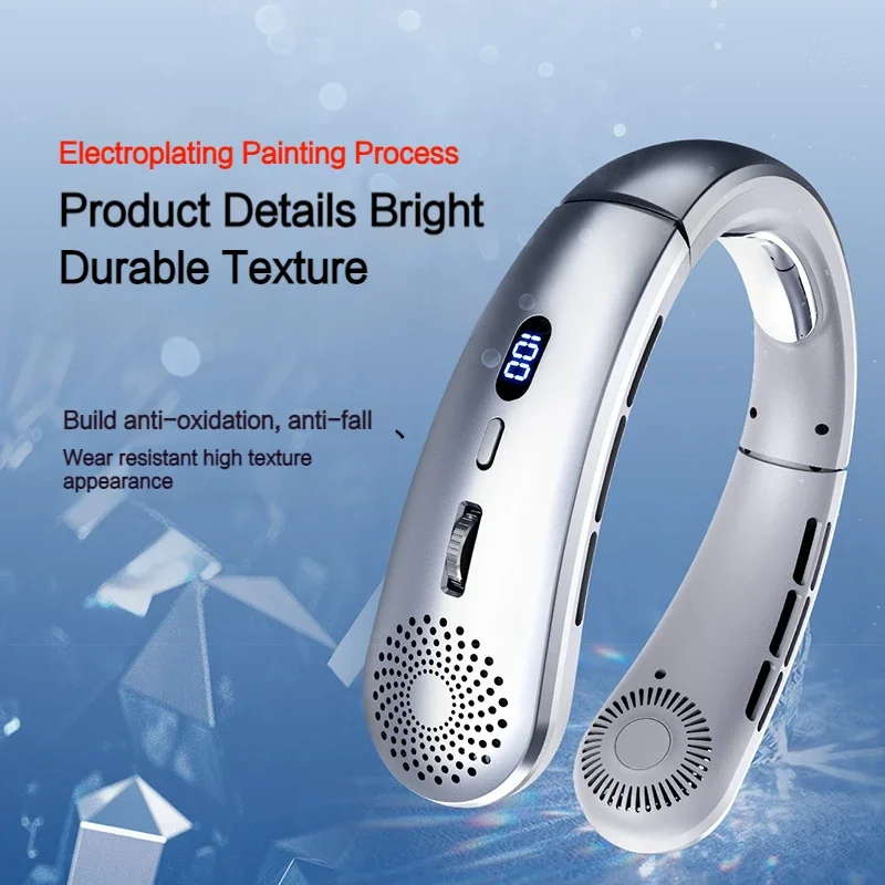 Neck Fan,Lightweight Wearable Fan, Low Noise 5 Speed Hands Free Fan, Hanging Headphone Design Sports Fan for Indoor & Outdoor