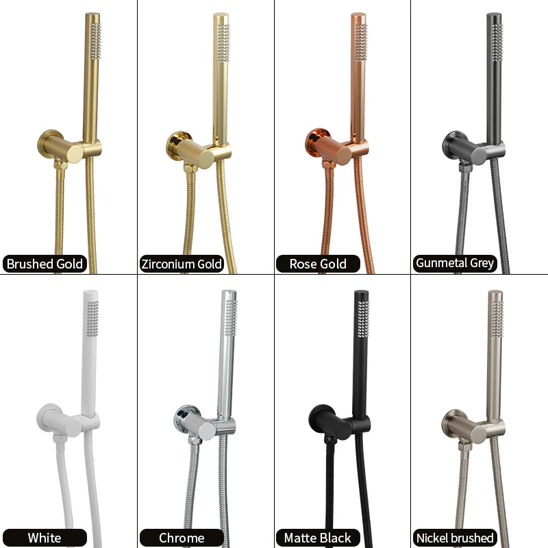 Solid Brass HandShower Kit Wall Mount Hand Shower Sprayer Set With Hose Shower Holder Brushed Gold Matte Black Handheld Sprayer