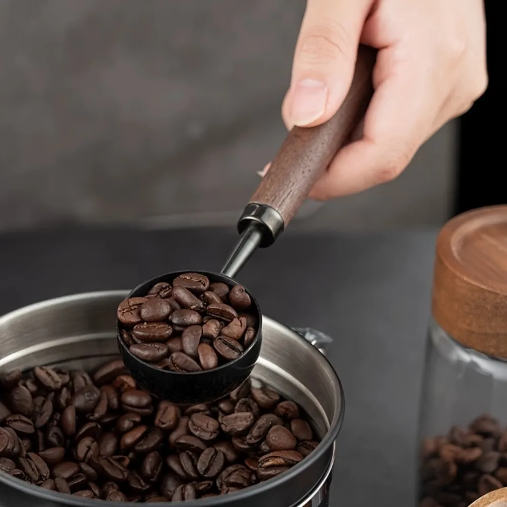 30ml Walnut Wood Coffee Scoop Stainless Steel Long Handle Measuring Spoon for Coffee Tablespoon Kitchen Tool Cafe Accessories