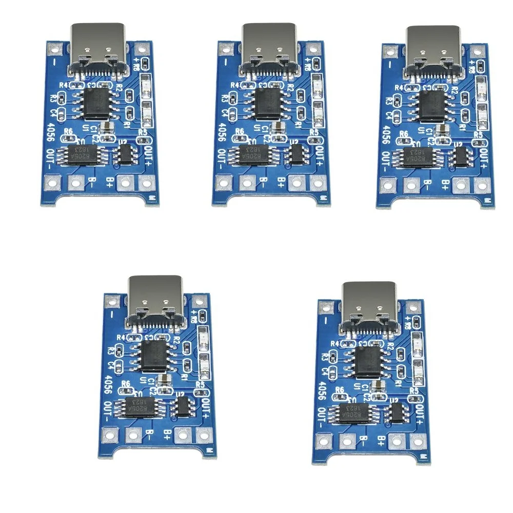 10/5/1Pcs 5V 1A Type-c 18650 TP4056 Lithium Battery Charger Module Charging Board With Protection Dual Functions Li-ion