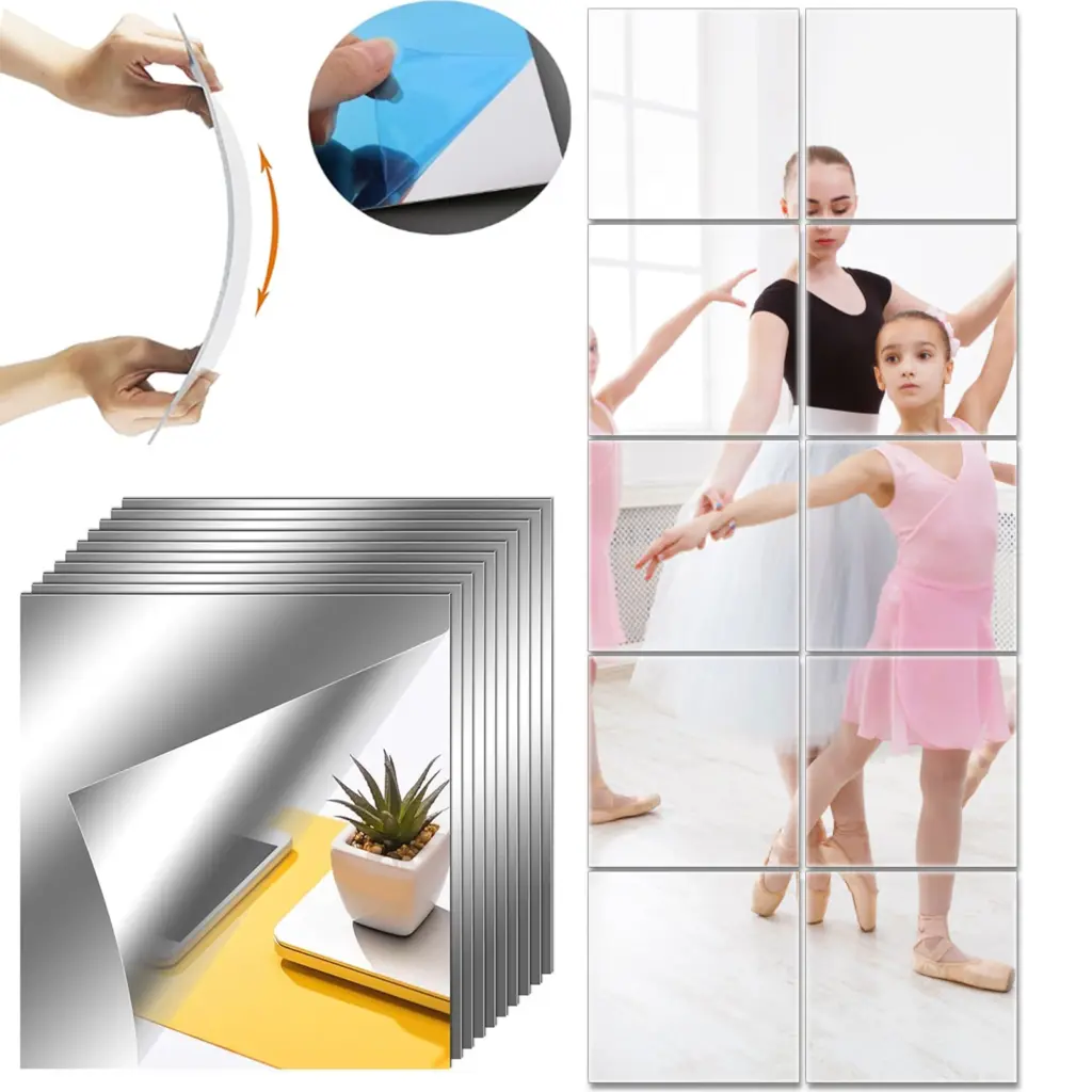 10/20/30Pcs Mirror Wall Stickers 3D Self-adhesive Mirror Stickers Thicken Flexible DIY Art Acrylic Mirror Living Room Decoration