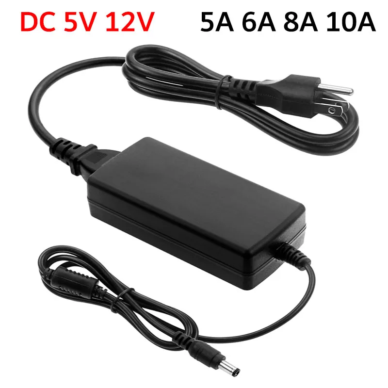 DC 5V 12V Switching Power Supply AC 110V~220V Connect Wire High Voltage Lighting Transformer 5A 6A 8A 10A Adapter For LED Light