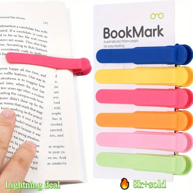 3/6Pcs 3 colors silicone bookmark, automatic page turning, simple wind pictographic pen holder, memory bookmark record