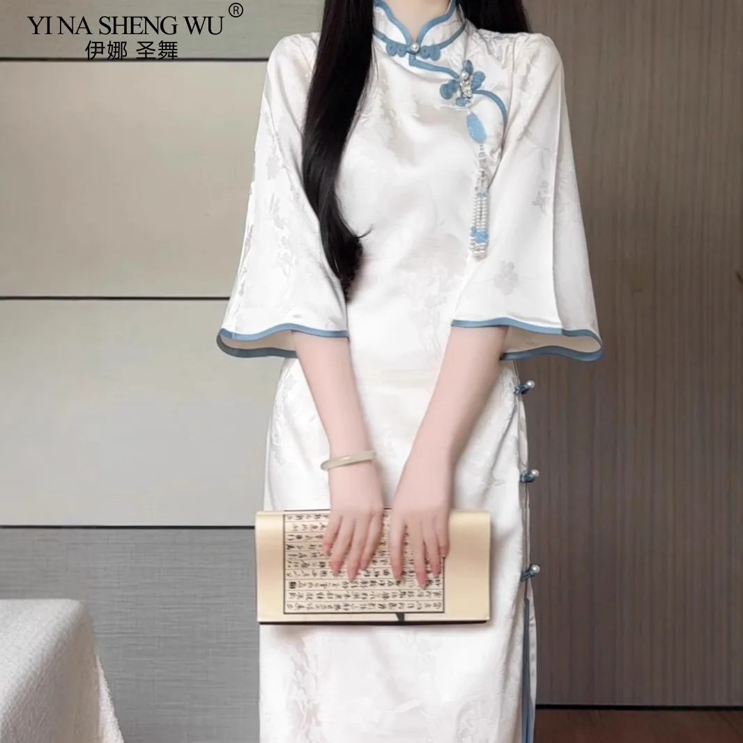 Vintage Chinese Traditional Casual Party Women Qipao Dress Summer Stand Collar Short Sleeve Slimming Girl's