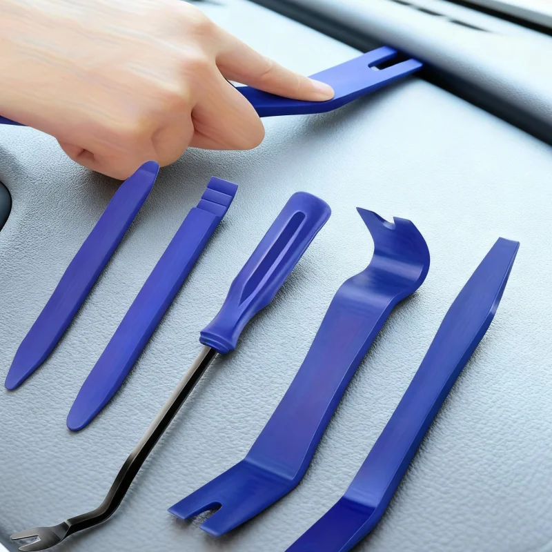 5Pcs (1 Set) Blue Professional Car Interior Disassembly Tool Set, Scratch-Free Plastic Pry Bar Suitable for Car Door Panel Clips and Fasteners, Car Audio Disassembly Tool