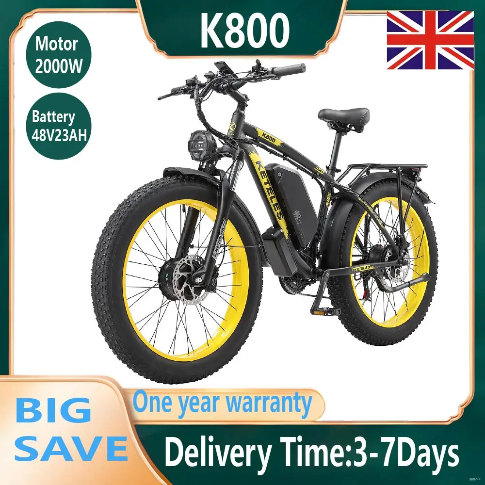 KETELES K800 Adult Electric bicycle 1000W*2 Motor 48v23ah Battery Off-Road Electric Bike 26 inch fat tire E-Mountain bike