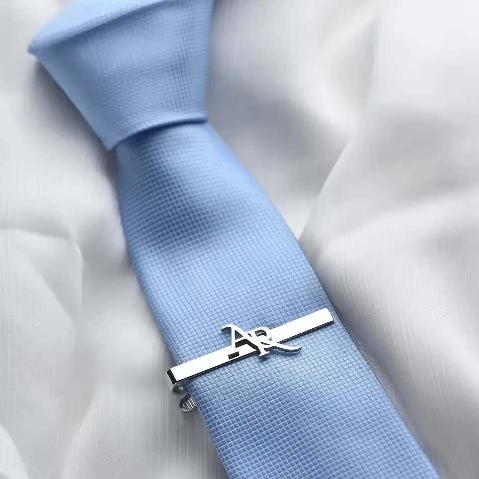 Sipuris Custom Initial Name Tie Clip For Men Stainless Steel Personalized Tie Clasp Trendy Hip Hop Jewelry Weddings Gifts