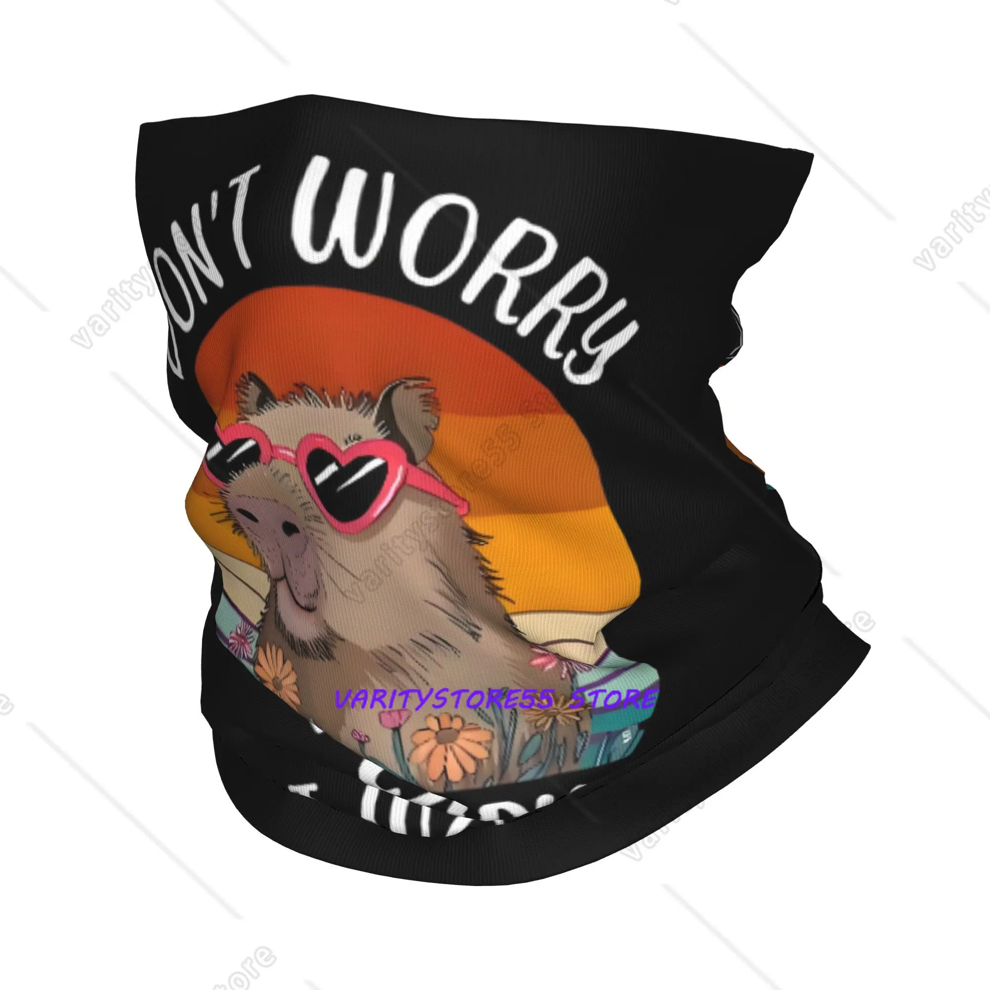 Custom Funny Colourful Capybara Printed Bandana Neck Gaiter Windproof Face Scarf Cover Women Men Headband Tube Balaclava