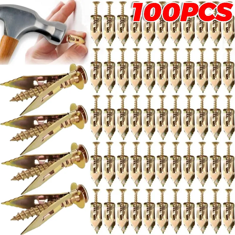 100/10PCS Heavy Duty Self Drilling Drywall Anchors with Screws Self Tapping Screws for Gypsum Plasterboard Dowel Metal Expansion