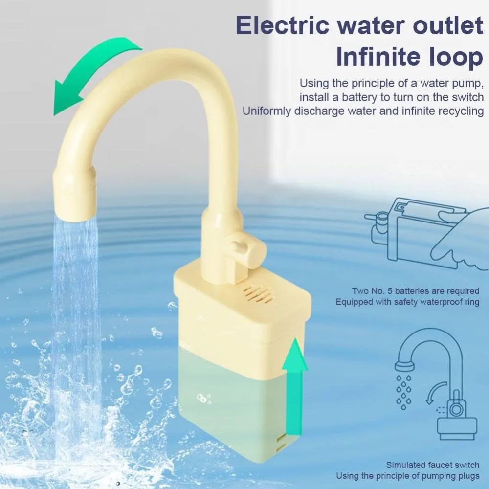 Rotatable Kitchen Faucet Replacement Toy Simulation Plastic Kitchen Sink Toys Faucet With Running Water Faucet Toy