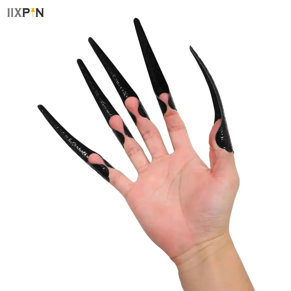 1 Pair Women Witch Long Nails Cat Vampire Demon Claw Gloves Costume Accessories for Halloween Party Mardi Gras Cosplay
