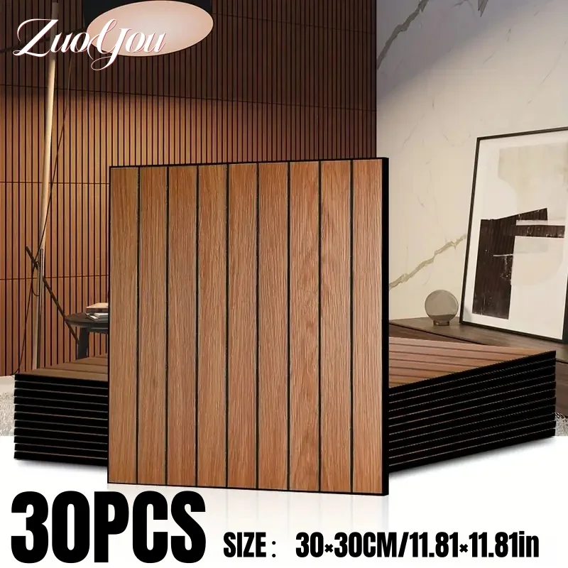 Faux Wood Grain Grille Self-Adhesive Wallpaper for Home Decor Peel and Stick Wall Panels Kitchen Living Room Wall Renovation