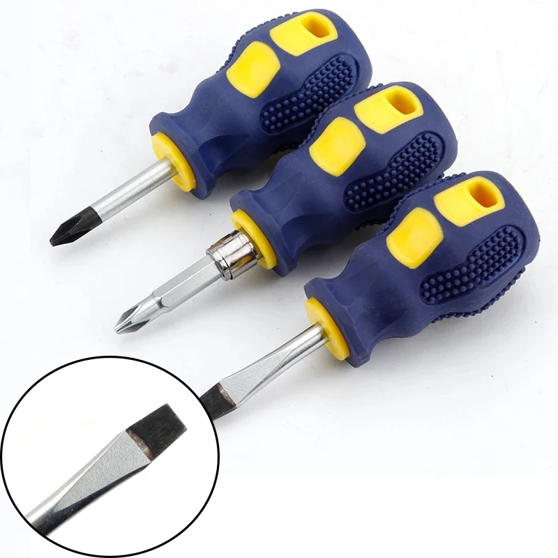 1Pcs Mini Screwdriver Multifunction Cross Shaped screw driver Slotted Flat DIY Repair tools magnetic short small screwdriver