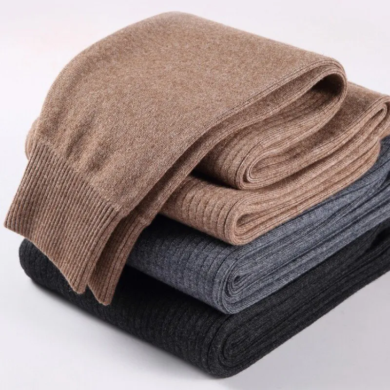 100% Cashmere Wool Thermal Pants for Men Warm Winter Cashmere People Slim Fit Knitted Bottom Warm for Women Legging