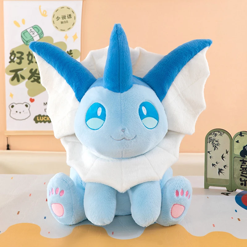 30-80cm Pokémon Vaporeon Plush Toys Large Cartoon Plushie Cute Eevee Anime Pokemon Pillow Doll Stuffed Gift for Childrens Xmas