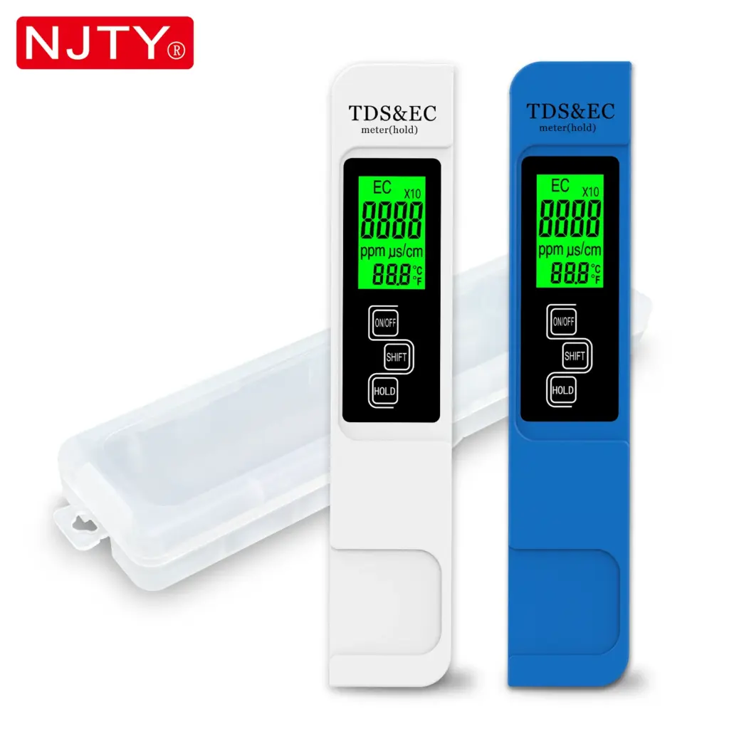 NJTY A5 4-in-1 Instant Read TDS Meter Backlit Screen Measures TDS/EC/Temp Digital Water Quality Tester PPM for Tap Well Pool