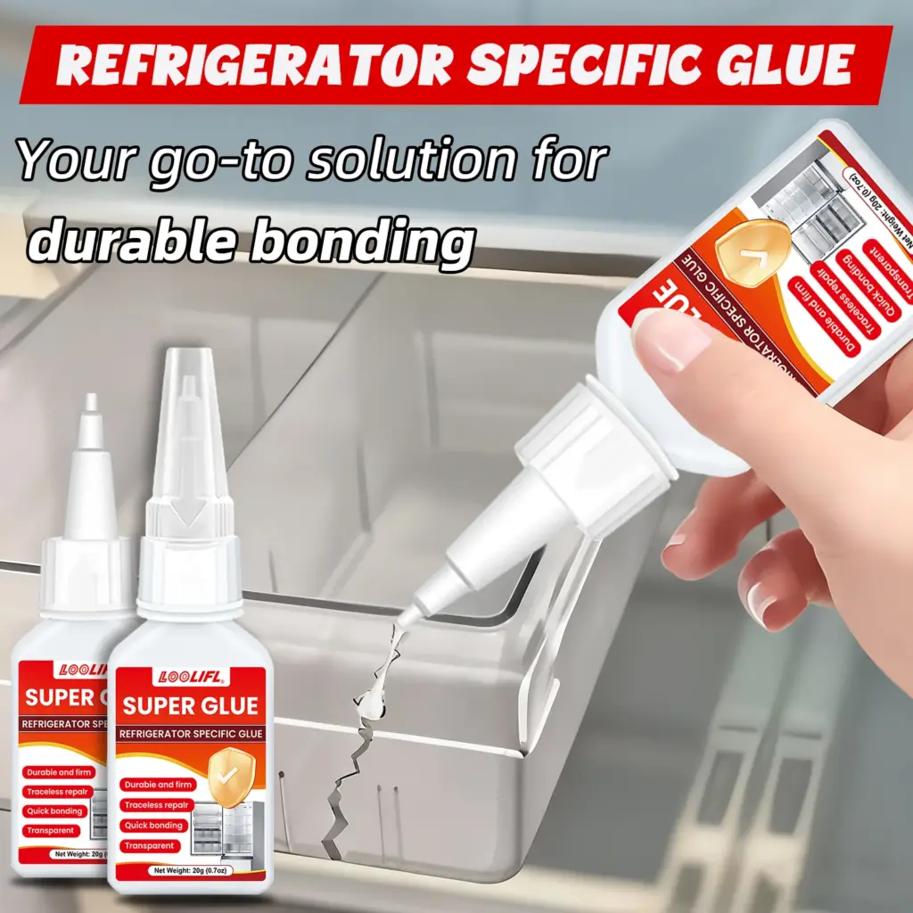 LOOLIFL Refrigerator-Specific Glue: Super Strong Adhesion + Transparent and Traceless, One-Step Repair for Drawers, Seals, and S