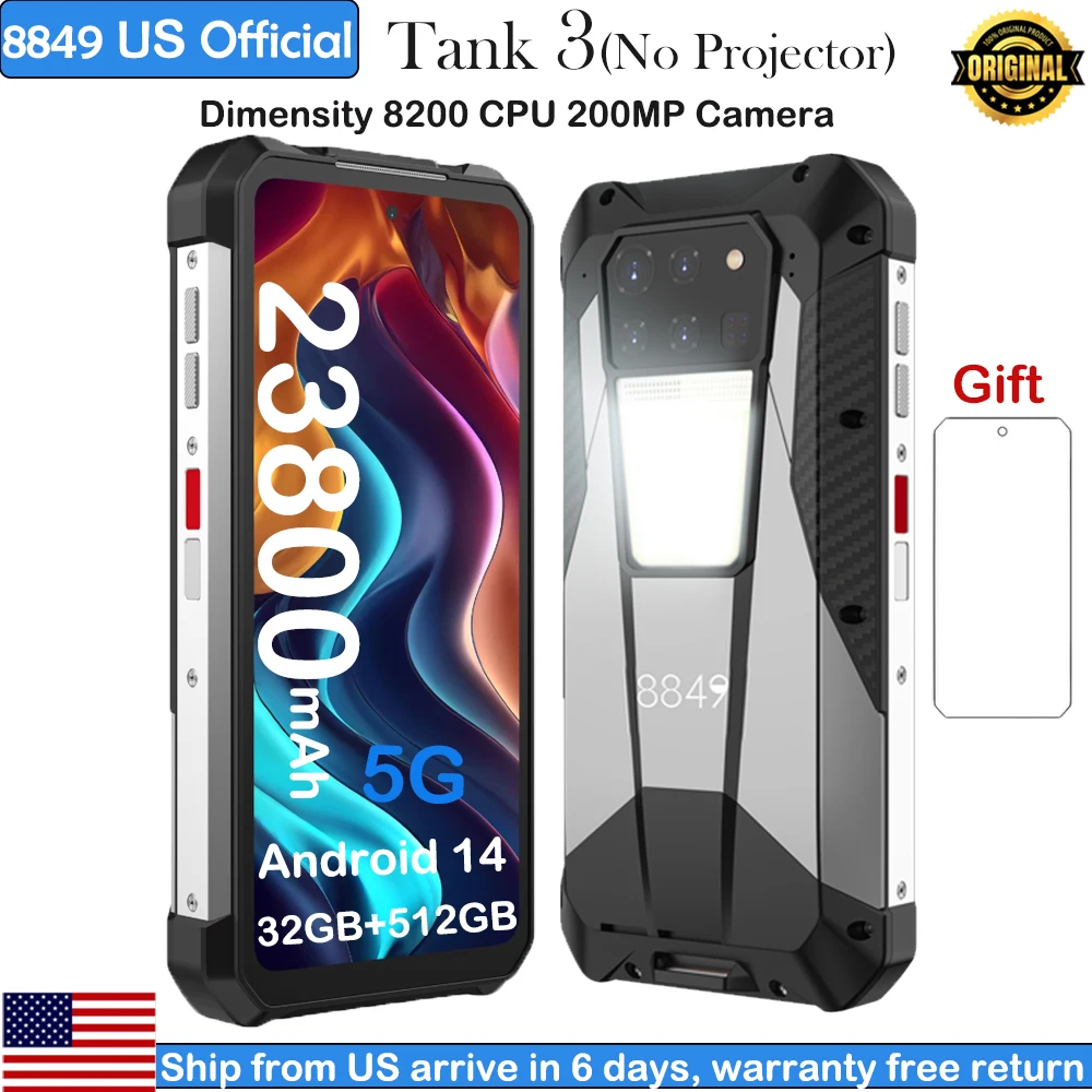 8849 Tank 3 Rugged 32GB 512GB 23800mAh Android14 120W Charger Dimensity 8200 5G 200MP 120Hz Outdoor Light GPS Dual SIM