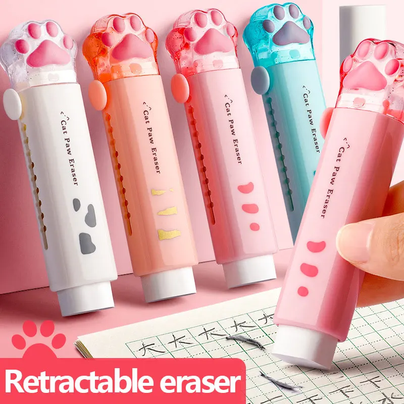 Creative Retractable Eraser Cute Cat Stationery Rubber Drawing Erasers Children's School Supplies Office