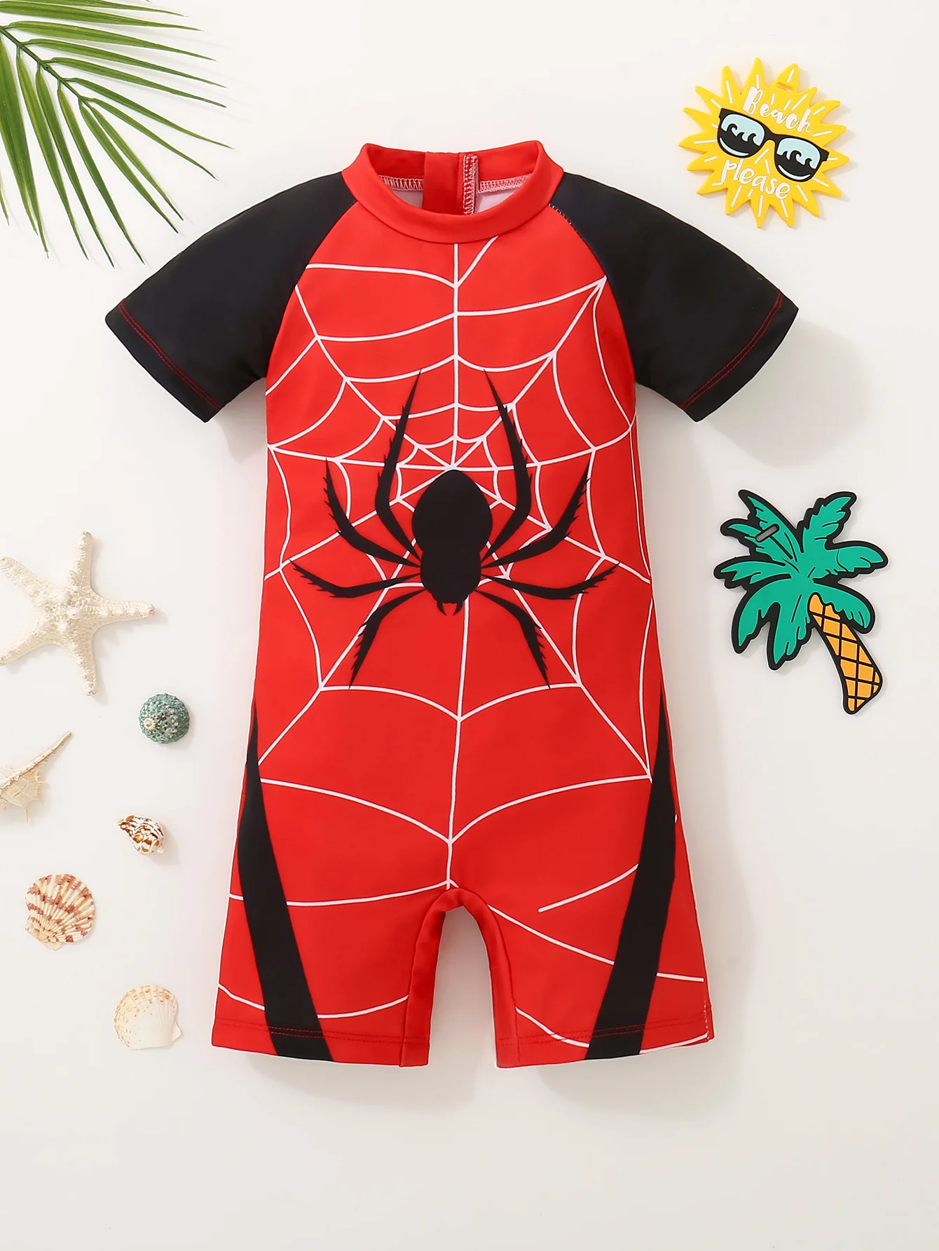 Baby Boys Summer Color Block Swimsuit Cute One-Piece Swimming Suits for Toddlers Infant Male Swimwear Fashionable And Handsome