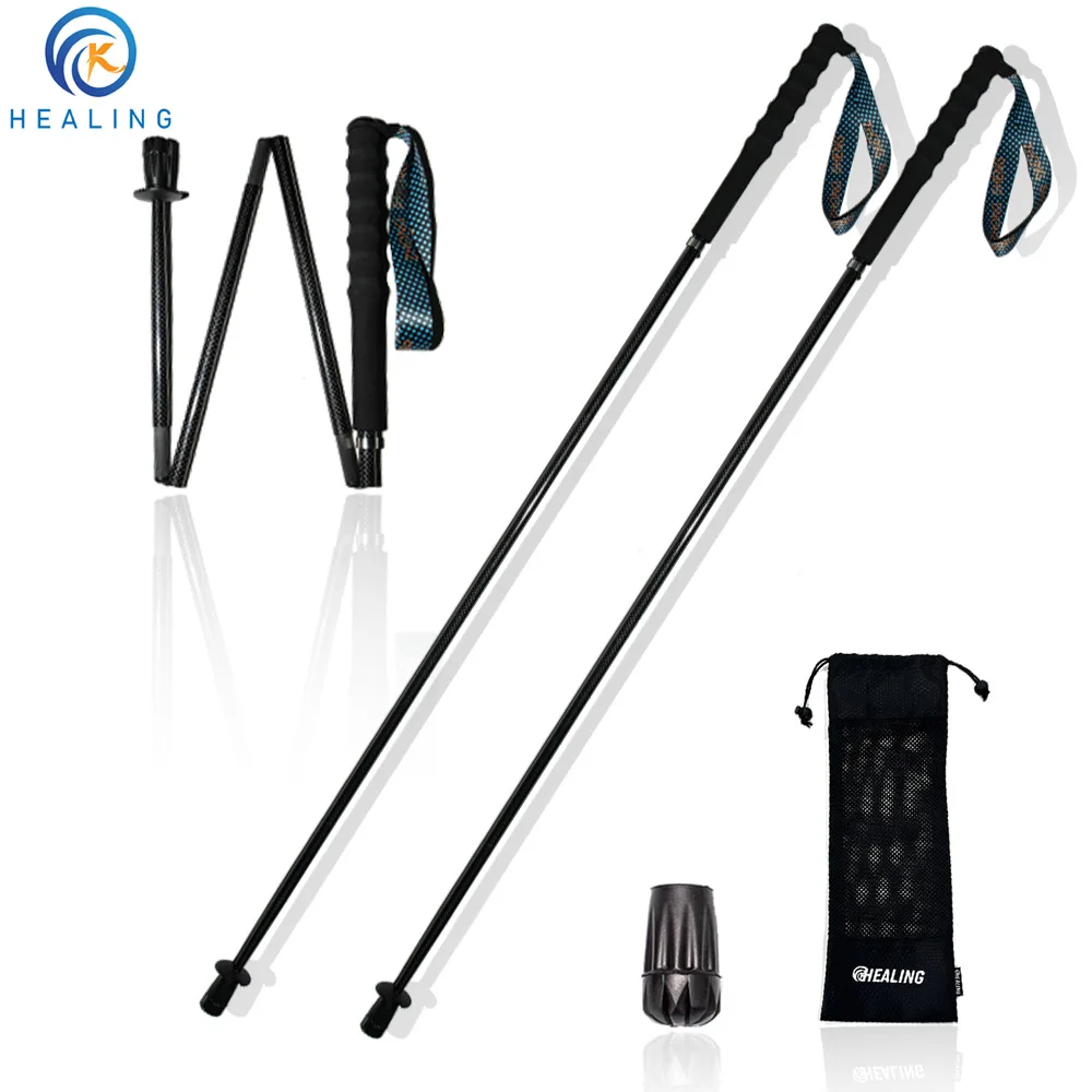 Trekking Poles Carbon Fiber Collapsible Telescopic Sticks Lightweight Walking Hiking Stick Climbing Stick telescopic cane