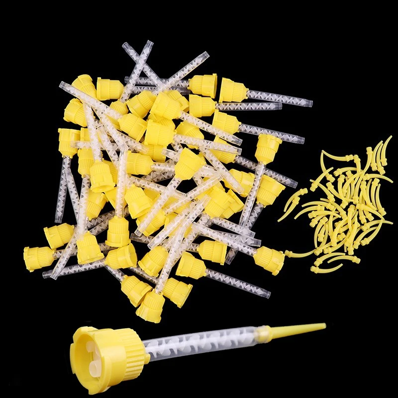 50pcs Intraoral Mixing Tips Mixing Tubes Dental Impression Disposable/Disposable Silicone Rubber Dentistry Materials