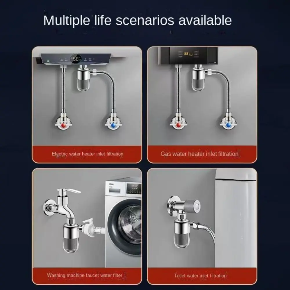 Universal Full Copper Pre Water Filter Transparent 4 Points Water Purifier Anti-scaling Stainless Steel Spray Head Bathroom