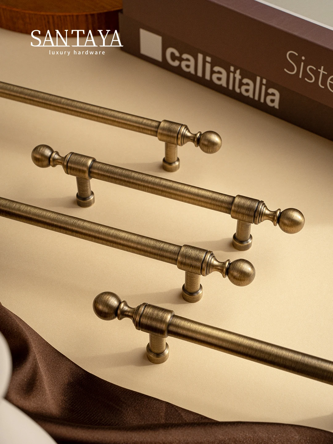 Santaya Solid Antique Brass Handles Kitchen Cabinet Pull Wardrobe Dresser Drawer Knob Furniture Bronze Handle