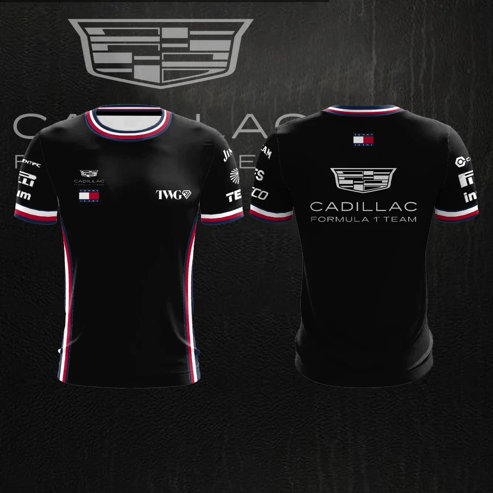 Cadillac Racing Team Men's Fashion Street Sports Short Sleeve 3D Printed Round Neck T-shirt Outdoor Sports Speed Drying Top