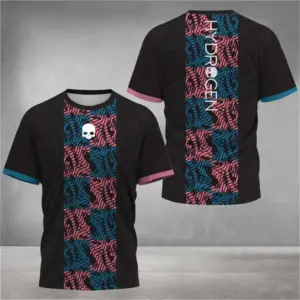 2025 Summer Loose Men's Tennis T-Shirt Fashion Striped Printed O-Neck Short Sleeve T-Shirts Breathable Quick-Drying Sports Tops