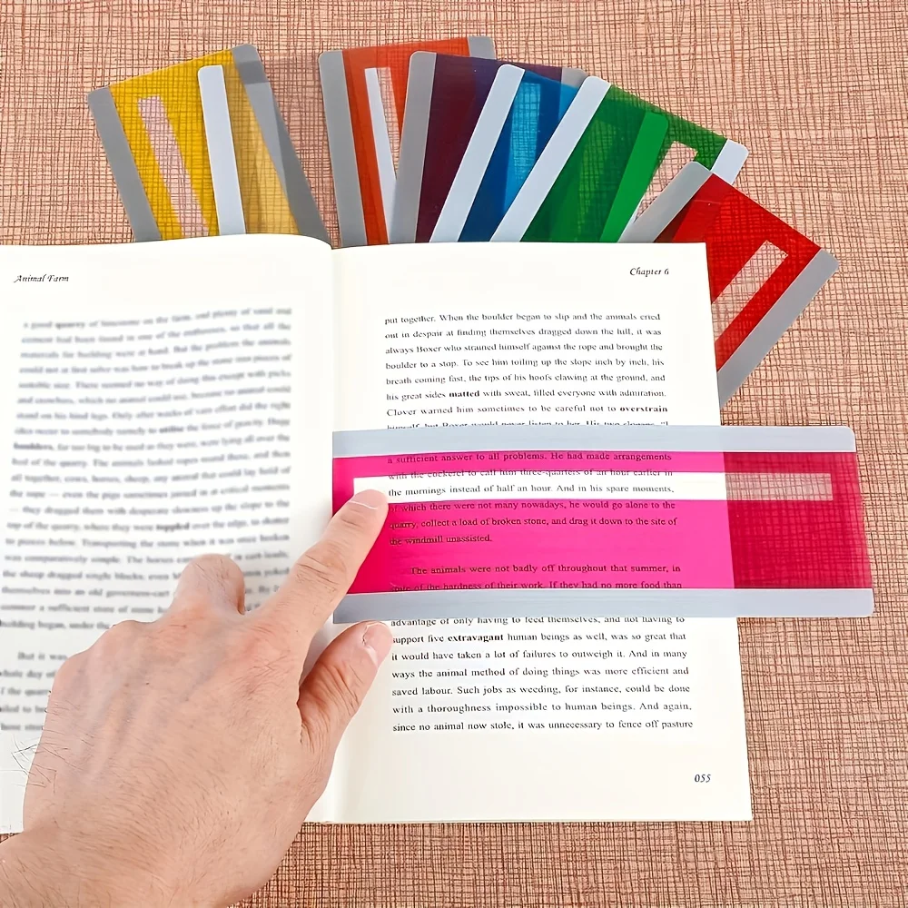 2Pcs Reading Guide Strips Highlighter Colored Overlays Bookmark Read Strips For Student Teacher Dyslexia People School supplies