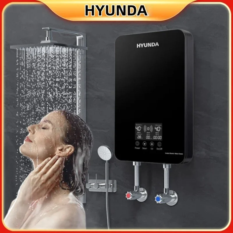HYUNDA Small Electric Water Heater Instantaneous Rapid Heating Intelligent Constant Temperature Bathroom Shower English Display