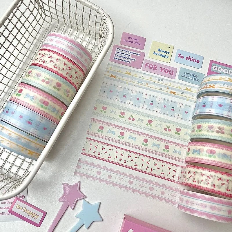 6pcs/lot Cherry Star Style Decorative Tape Cute Cartoon Creative Washi Tape School Stationery