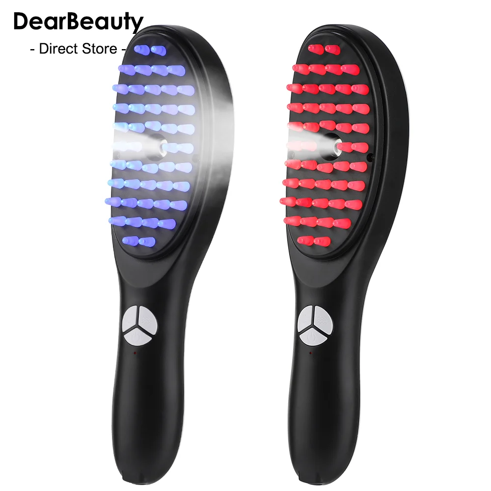 Electric Massage Comb Blue Red Light Therapy Vibration Brush Massage Spray Negative Ion Massager Spray Scalp Massage Comb